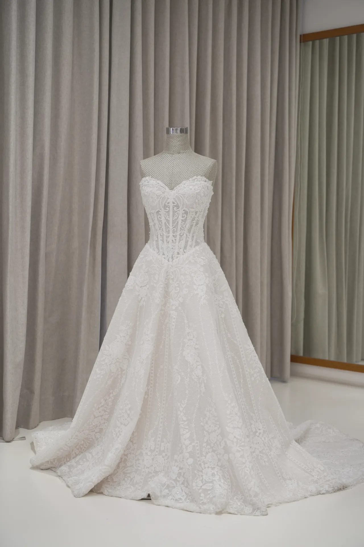 Stefani - Drop Waist Lace Wedding Dress