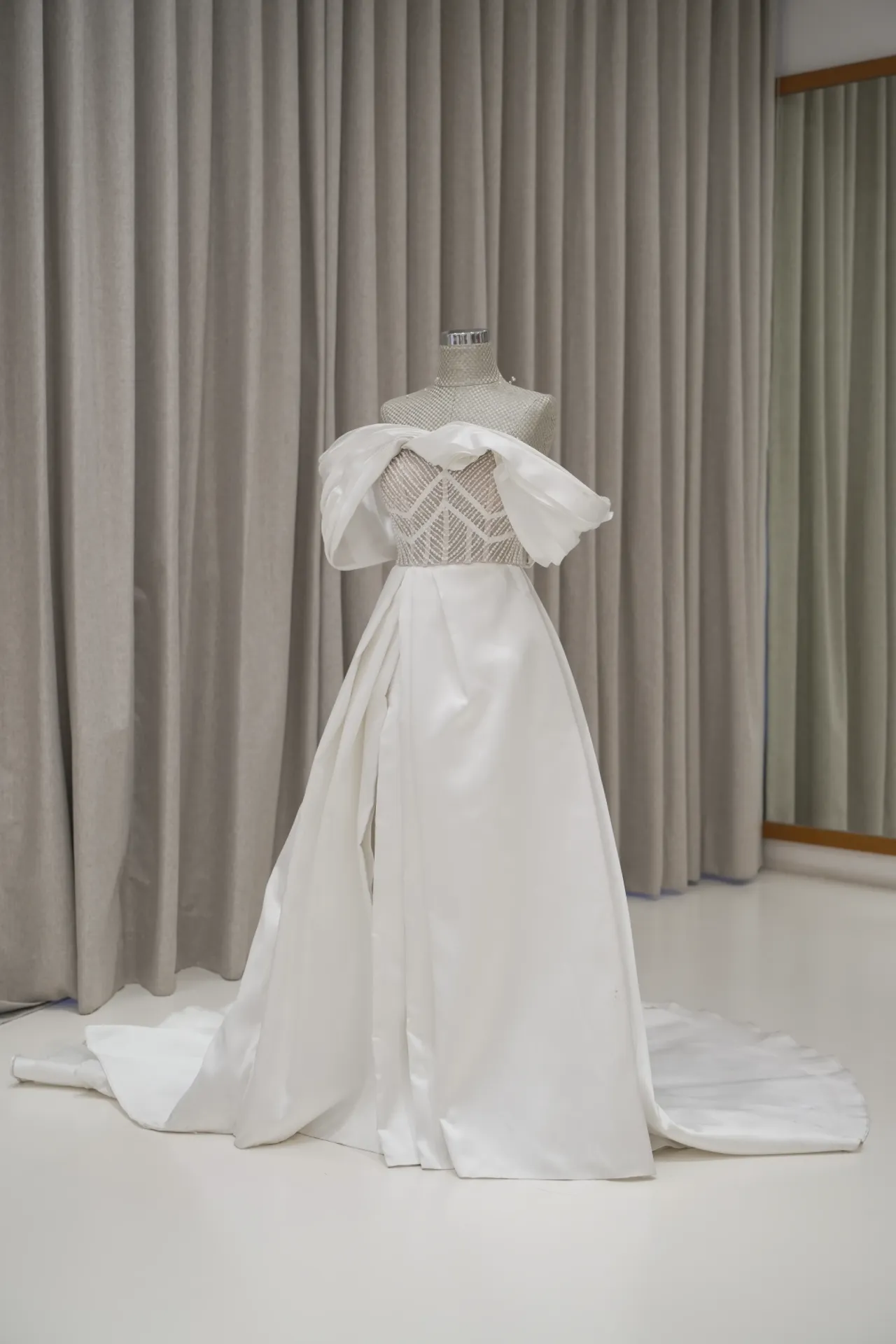 Gabriella - Mix Beads and Satin A-Line Wedding Dress