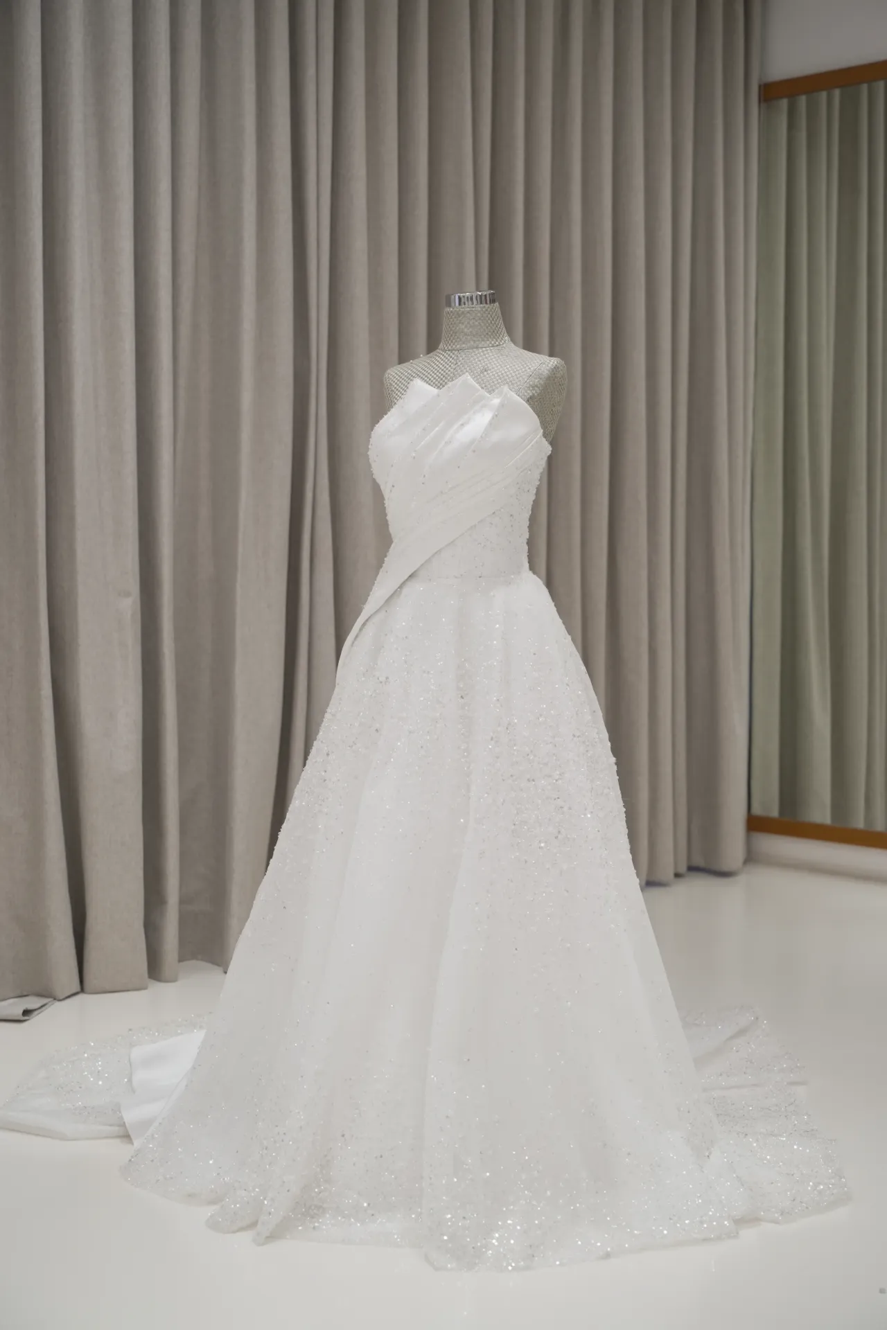 Stella Brigitta - Drapery on Beaded A-Line Wedding Dress