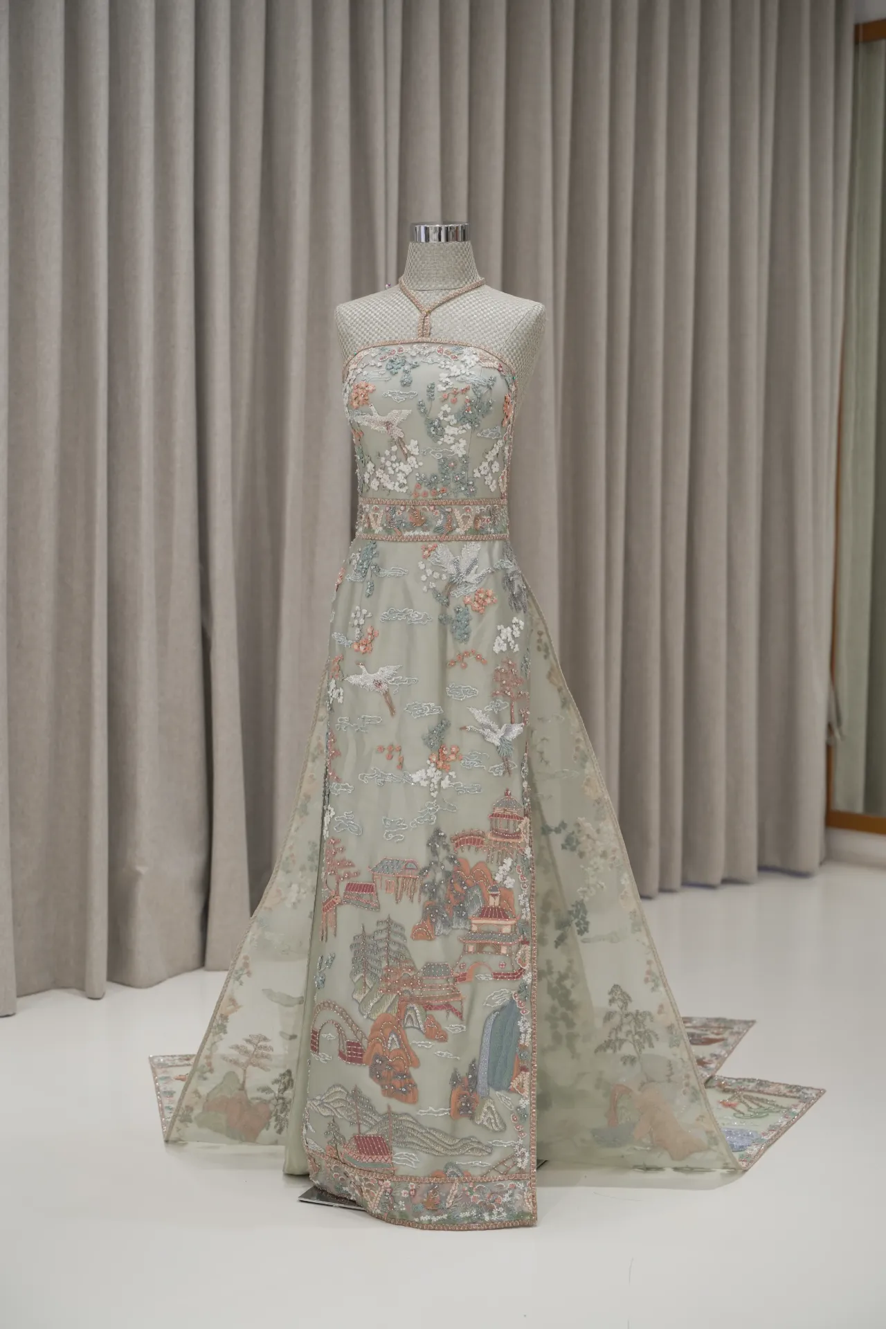 Monica Tio - Cheongsam in Sage Green