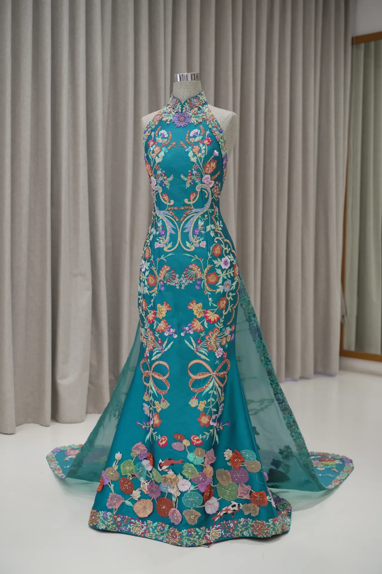 Kathlyna - Cheongsam in Tosca/Turqoise