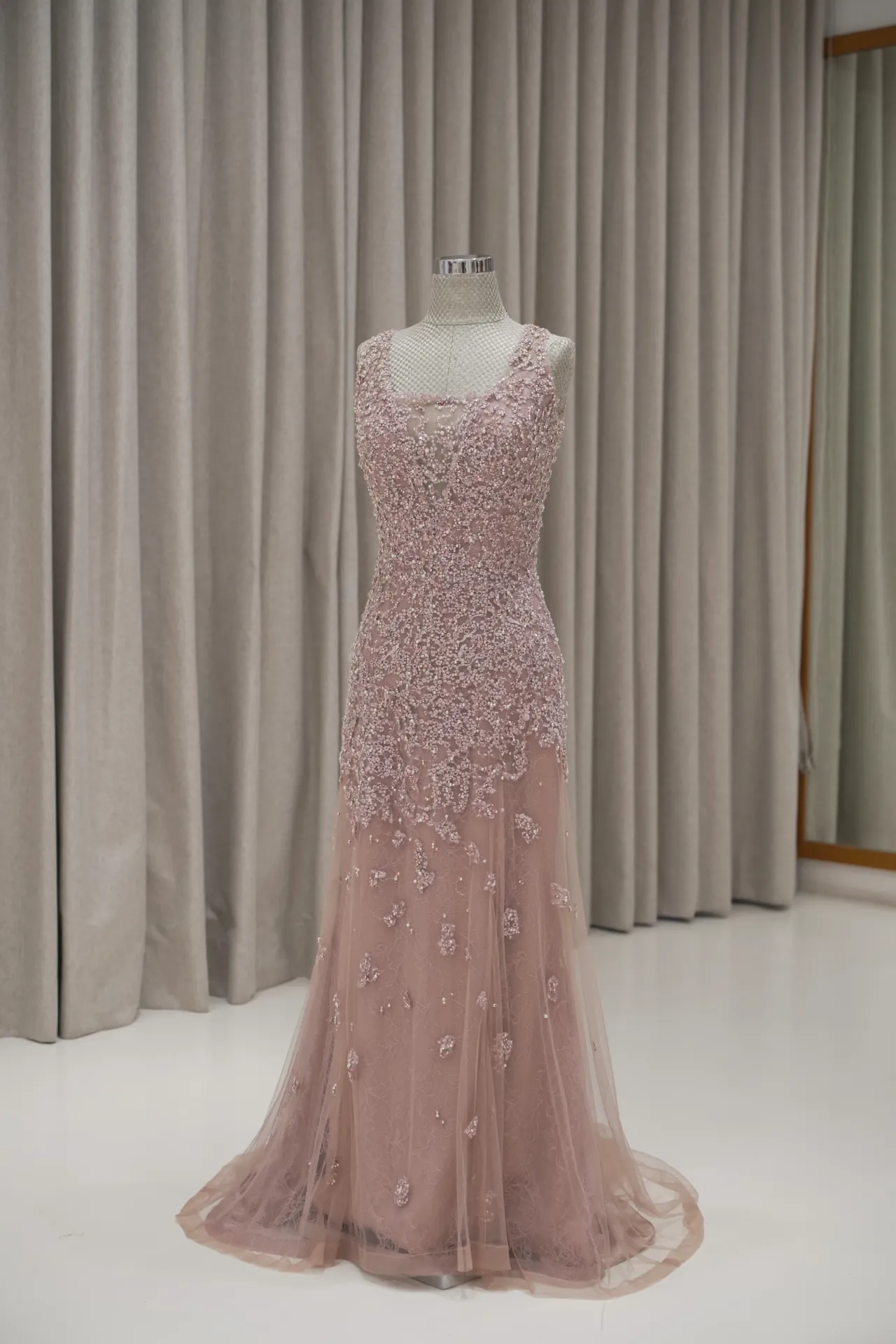 Carly - Rose Gold V Tulle Party Dress