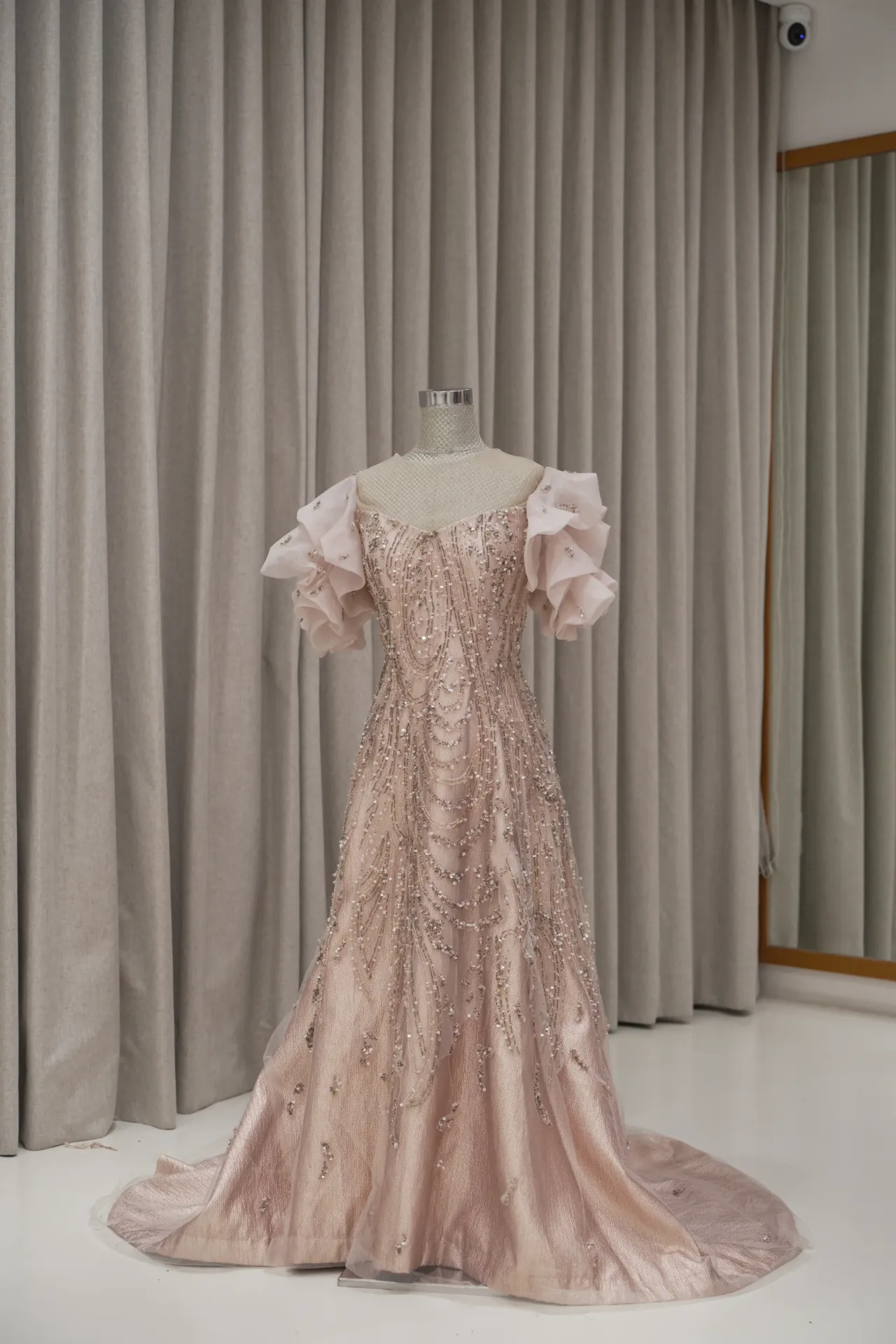 Maya Jessica - Ruffle Sleeves Rose Gold Dress