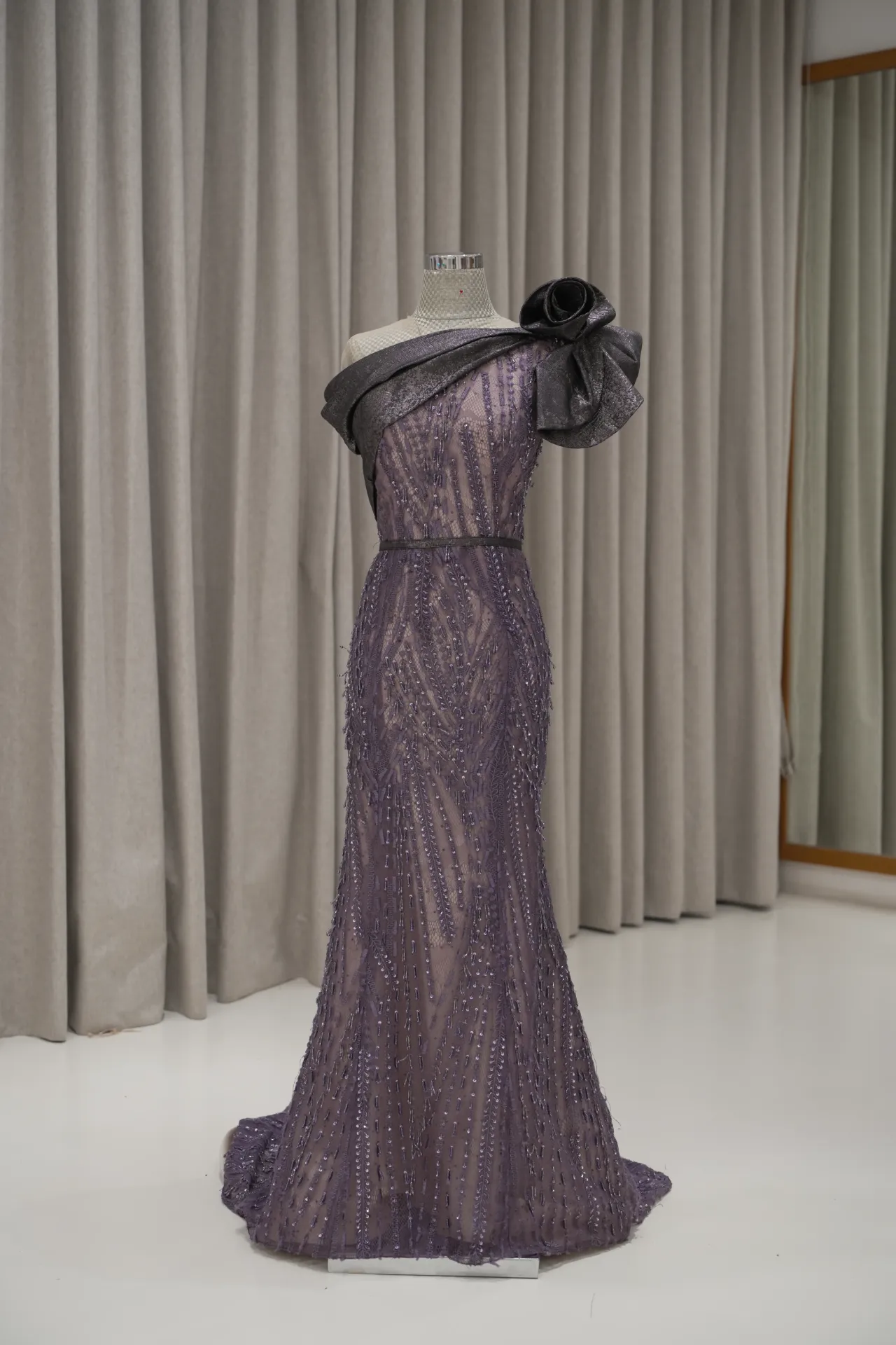 Cynthia - Purple Beaded Dress