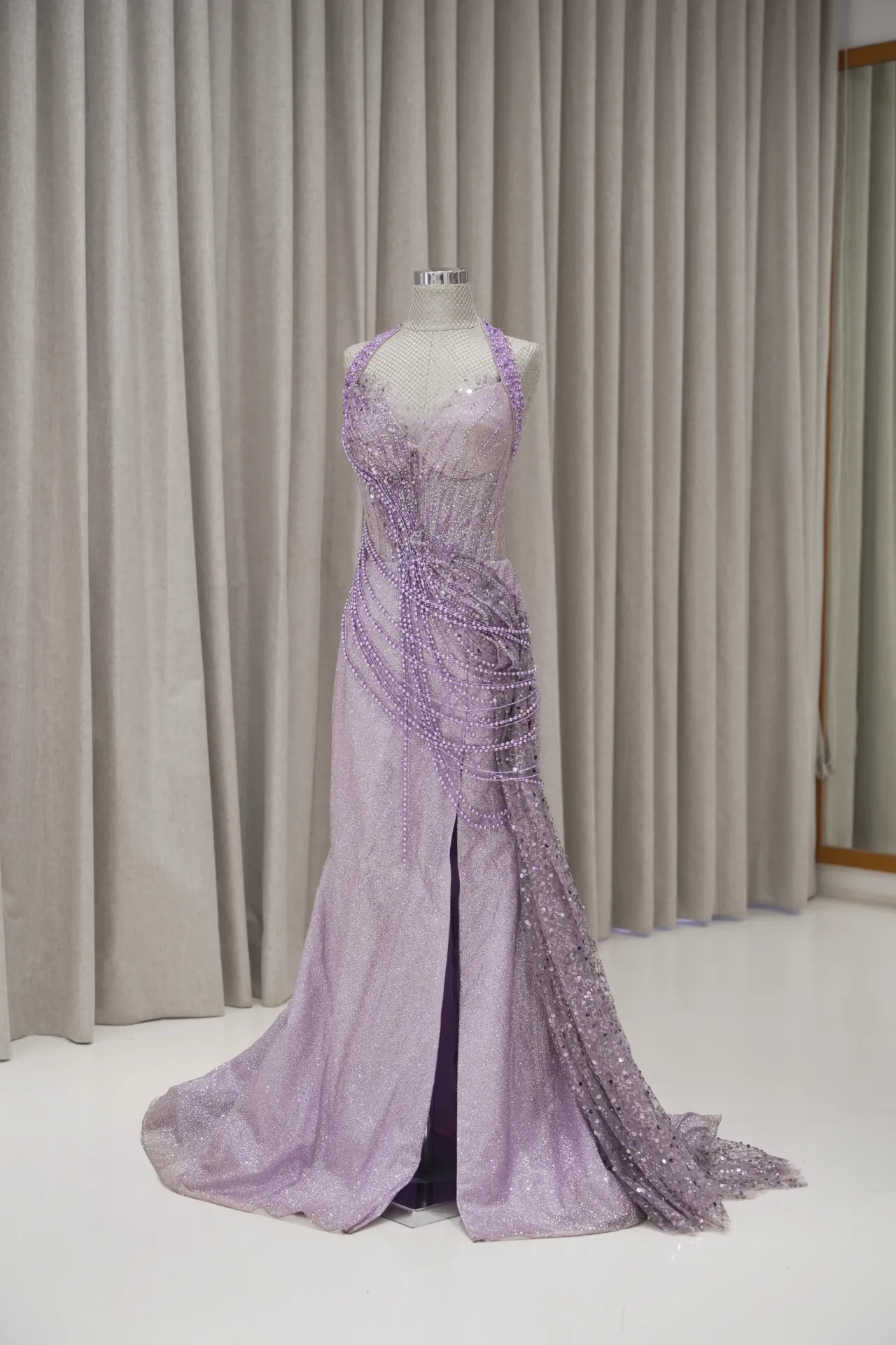 Regina - Lilac Purple Glitter Party Dress