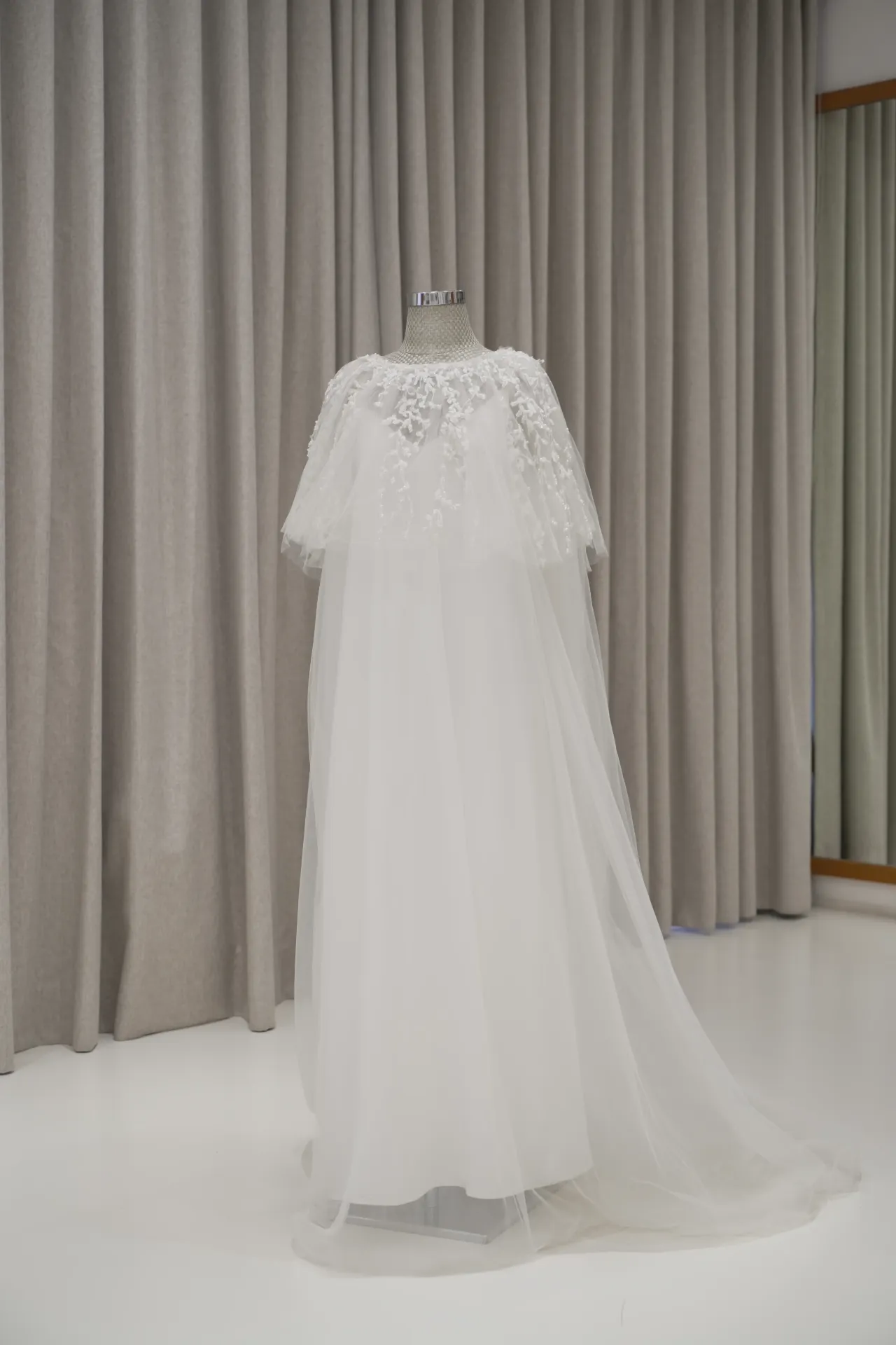 Amanda - Tulle Robe with Cape Sleeves