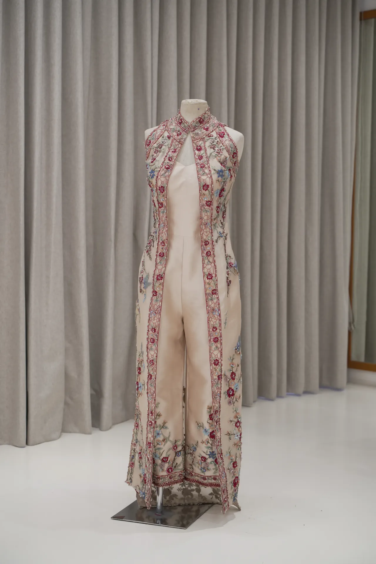 Sianny - Champagne Cheongsam Outer with Inner Jumpsuit