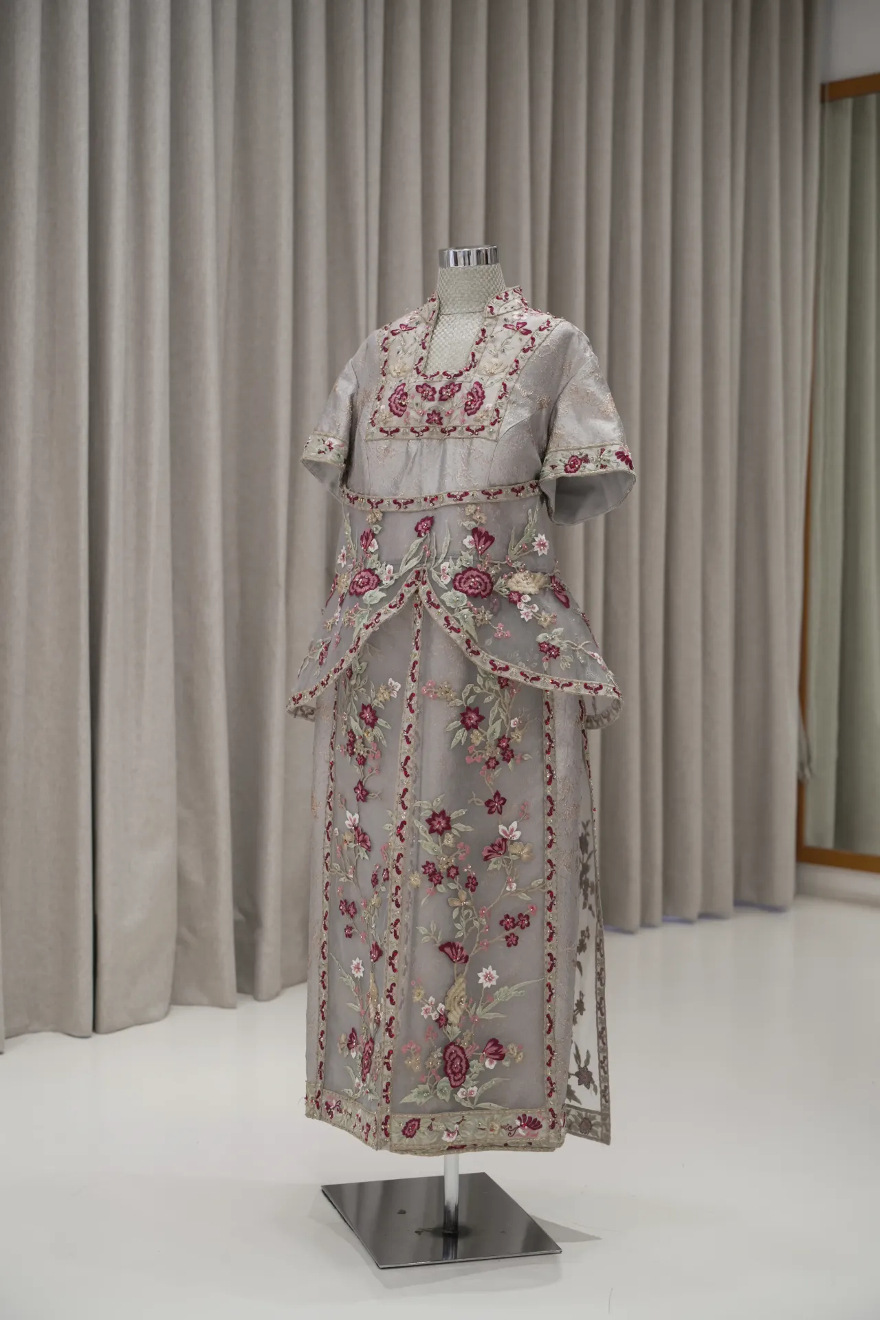 Michili - Dusty Blue Cheongsam Outer with Sleeves