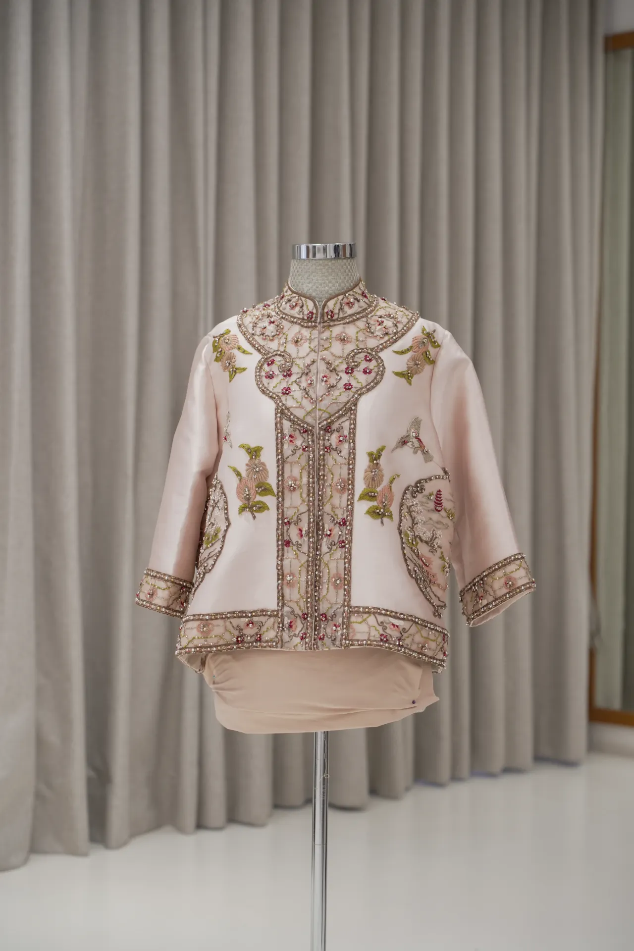 Peach Cheongsam Top with Sleeves