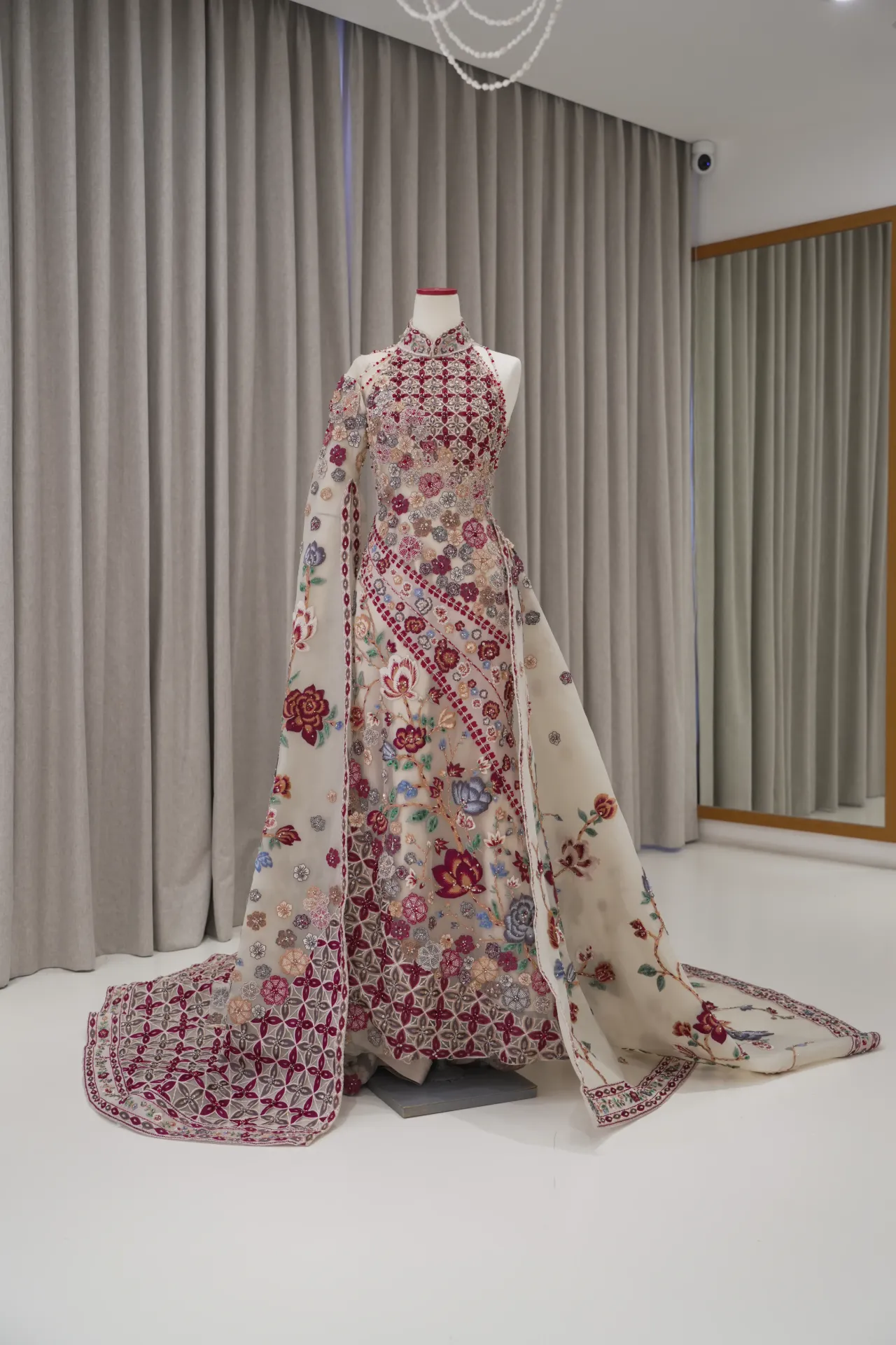 Melita - Batik and Floral Champagne Cheongsam